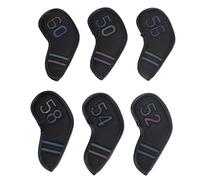 Golf Iron Head Covers, Premium PU Leather, Durable and Weather, 6PCS Black Set for Golfers Traveling or Playing on Course