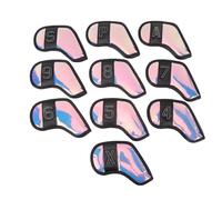 Golf Iron Head Covers, PU Fabric Set of 10 Reflective Chrome Finish | PU Fabric Shell Velvet Lining Holographic Mirror Finish Impact Proof Scratch Proof Travel Tournament Play 10 Piece Set