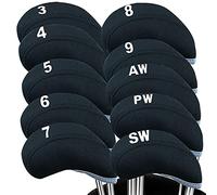 Golf Iron Head Covers with Number Printed Value 10 Pcs/Set, Golf Headcovers for Iron Club Lightweight Durable Portable Fit All Irons Clubs (Black)
