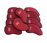 Golf Iron Headcover Golf Irons Head Covers 10pcs/set With Magic Tape Two Sides Numbers Mesh Headcovers(Red)