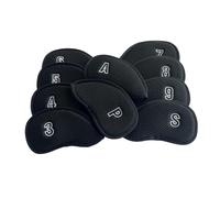 Golf Iron Headcover Golf Irons Head Covers 10pcs/set With Magic Tape Two Sides Numbers Mesh Headcovers(Black)