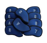 Golf Iron Headcover Golf Irons Head Covers 10pcs/set With Magic Tape Two Sides Numbers Mesh Headcovers(Blue)