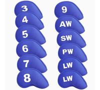 Golf Iron Headcovers Hook and Loop Fastener Closure Printed Numbers Value 12 Pack,Golf Iron Head Covers Soft Durable Protector Lightweight for Men Women (Blue)