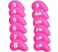 Golf Iron Headcovers Hook and Loop Fastener Closure Printed Numbers Value 12 Pack,Golf Iron Head Covers Soft Durable Protector Lightweight for Men Women (Pink)