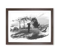Golf Landscape V1 Modern Framed Print | A3 Walnut Framed Wall Art | Ready to Hang | Modern Sport Picture | Living Room Bedroom Lounge Office