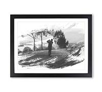Golf Landscape V1 Modern Framed Wall Art Print, Ready to Hang Picture for Living Room Bedroom Home Office Décor, Black A4 (34 x 25 cm)