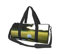 Golf Large Round Travel Duffle Bag, Full-Print Canvas Weekender with Padded Lining, Multiple Pockets,Detachable Shoulder Strap and Soft Leather Handles
