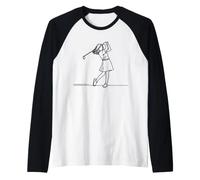 Golf Line Art Woman Golfer Raglan Baseball Tee