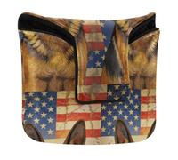 Golf Mallet Cover with Magnetic Closure Golf Putter Headcovers for Mallet Square PU Leather German Shepherd and American Flag