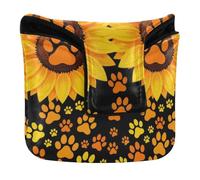 Golf Mallet Cover with Magnetic Closure Golf Putter Headcovers for Mallet Square PU Leather Sunflower and Dog Paw