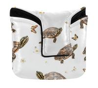 Golf Mallet Cover with Magnetic Closure Putter Headcover for Mallets and Square PU Leather Art Eastern Box Turtle Reptile