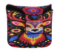 Golf Mallet Putter Cover Magnetic Closure Golf Putter Headcover for Most Brand PU Leather Waterproof Mexican Día De Los Muertos Hairless Dog Xoloitzcuintli