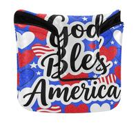 Golf Mallet Putter Cover Magnetic Closure Golf Putter Headcovers for Mallets and Square Waterproof PU Leather God Bless America Patriotic USA Flag Colors Christians