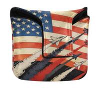 Golf Mallet Putter Cover Magnetic Closure Putter Headcover for Mallet Square Waterproof PU Leather USA Patriotic Fighter Jets USA Flag Waving 4th of July