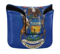 Golf Mallet Putter Cover Magnetic Closure Putter Headcovers for Mallet Square PU Leather Oil Painting Flag Michigan