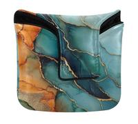 Golf Mallet Putter Cover Magnetic Putters Headcovers for Men and Women Waterproof PU Leather Marble Turquoise Orange