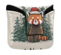 Golf Mallet Putter Cover Magnetic Snap Golf Putters Headcovers for Mallets and Square Waterproof PU Leather Red Panda Just Breathe Christmas