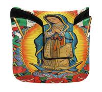 Golf Mallet Putter Cover Magnetic Snap Putter Headcover for Mallets and Square Waterproof PU Leather Our Lady De Guadalupe Virgin Mary Mexican Flag