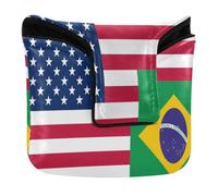 Golf Mallet Putter Cover with Magnetic Closure Golf Putter Headcover for Mallet Square Waterproof PU Leather Flag of The United States Brazil