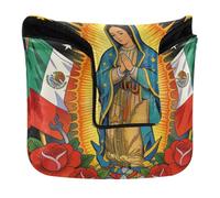 Golf Mallet Putter Cover with Magnetic Closure Putter Headcover for Mallets and Square PU Leather Our Lady De Guadalupe Virgin Mary Mexican Flag