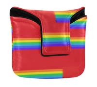 Golf Mallet Putter Head Cover Magnetic Closure Golf Accessories for Mallet Square Waterproof PU Leather Mini Funny LGBT Gay Pride Dachshund Rainbow Flag Dog