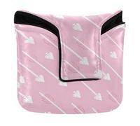 Golf Mallet Putter Head Cover Magnetic Closure Putter Headcover for Mallets and Square PU Leather Waterproof Blush White Arrow Heart