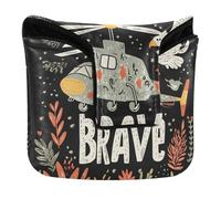 Golf Mallet Putter Head Cover with Magnetic Closure Putter Headcovers for Mallet Square Waterproof PU Leather Brave Helicopter and Bird Illustration