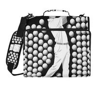 Golf Man Black Fun 1.5-Inch 3-Ringing School Zipper Binder with Handle Waterproof Document Organizer for School