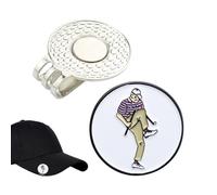 Golf Marker Hat Clip - Magnetic Metal Removable | Round Golf Ball Marker Holders for Hat - for Women Golfer Husband Dad Outdoor Course Backyard Daily Travel