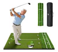 Golf Mat 1.2 * 1.5m Large Hitting Mat with Ball Placement Area, Outdoor Indoor Golf Practice Mat with 3 Tees & 9 Practice Balls, Portable Swing Training Mat for Backyard Lawn Garden Garage