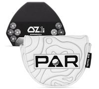 Golf Mid Half Mallet Putter Head Cover Fit for OZ.1/MEZZ.1/MEZZ.1 MAX Centre-shaft Club Protector Magnetic Closure White PU Leather Black PAR Pattern Embroidery