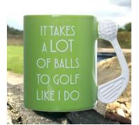Golf Mug Novelty Funny Gift Ceramic Cup Golfer Lot of Balls Green Golf Ball
