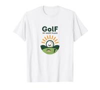 Golf: My Happy Place | Golfing Enthusiast Gift T-Shirt, Men, White, XL