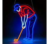 Golf Neon Sign - Dimmable LED Golfer Light, Wall Decor for Man Cave, Office & Home | Golf Gift for Men, Dad & Teens (16x10 Inches, Red & Blue)