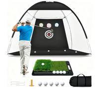 Golf Net, 10 x 7FT Golf Practice Nets for Backyard Driving Hitting Swing Chipping Training with Hitting Mat for Indoor & Outdoor, Gifts for Men Dad Husband Golfers Him