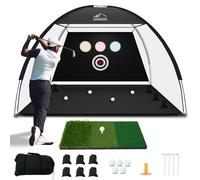 Golf Net, 10x7 Ft Golf Hitting Net with Tri-Turf Mat, Multi-Target Golf Practice Net for Outdoor/Indoor Chipping & Driving, Ideal Gift for Men/Dad/Husband/Golfers