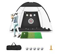 Golf Net, 10x7ft Golf Hitting Practice Net for Backyard Driving Chipping Indoor&Outdoor Swing Training Net with Base Hitting Mat, Target&Balls, Ideal Gift for Men Dad, Golf Lovers