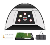 Golf Net: 10x7ft Golf Hitting Practice Net for Use，with Heavy-Duty Base Dual-Turf Mat，Suitable for Various Indoor and Outdoor Scenarios，Scenes Such As Garages, Backyards, Sandy Areas, Lawns, Etc