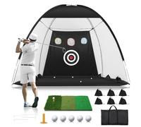 Golf Net: 10x7FT Golf Practice Net for Backyard Driving, Golf Hitting Net with Tri-Turf Golf Mat, Indoor Golf Training Chipping Aid Nets with Reduce Noise Nylon Target, Gifts for Him