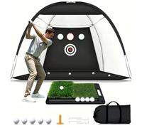 Golf Net: 10x7FT Practice Net with Mat - for Chipping, Swing & Driving Practice -Golf Nets for Backyard, Indoor & Outdoor Use - Ideal Gifts for Men, Women, Dad, Husband, Golfers