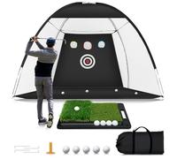 Golf Net for Hitting Practice, 10 x 7FT Golf Training Net with Mat and Target for Backyard, Indoor Outdoor Use, Driving Nets for Chipping, Hitting, Swing, Irons & Driver (10x7ft)