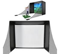 Golf Net with Screen 10x8FT Golf Simulator Cage Swing Practice Training | HD Golf Simulator Net with Steel Frame & Side Barriers for Indoor Backyard Practice, Driving,Chipping and Full Swing Training