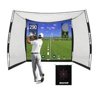 Golf Net with Simulator Impact Screen, 11 FT x 8 FT Golf Practice Hitting Net, HD Blank Impact Screen and Target Cloth for Driving Swing, Home Garage Backyard