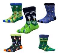Golf Novelty Happy Mens Socks 9-11 Multipack Funky Crazy for Men Women, Funny Colourful Cotton Crew Retro Pop Art Style Wacky Patterned Mismatched Gifts for Him Dad Golf Lover Party