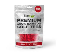 Golf One8 Red Golf Tees , 1 1/4" Inch - 32mm ,25 Tees , Premium 100% Bambo Red Golf Tees , 100% Bamboo , 100% Sustainable , 100% Biodegradable