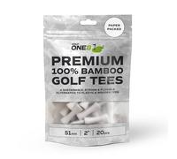 Golf One8 White Golf Tees , 2 1/4" Inch - 51mm ,20 Tees , Premium 100% Bambo White Golf Tees , 100% Bamboo , 100% Sustainable , 100% Biodegradable