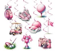 Golf Party Decorations,Golf Hanging Swirls Ceiling Decor,Hanging Swirl Decorations Pink for Golf Themed Birthday Party Favors Supplies- 9 Pieces