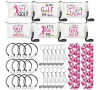 Golf Party Favors Gifts for Girls, 48Pcs Sport Golf Themed Cosmetic Bag Purse Accessories Kit Include 12 Makeup Bags 12 Bracelets 12 Keychains 12 Hair Ropes for Team Golfer Sport Lover Decor Supplies