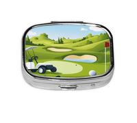 Golf Pattern Pill Case Pill Box Travel Pill Organizer Small Square Medicine Box for Purse & Pocket Gifts