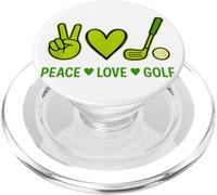 Golf Peace Love Hippie Heart Hippie Golfer Golfing PopSockets PopGrip for MagSafe